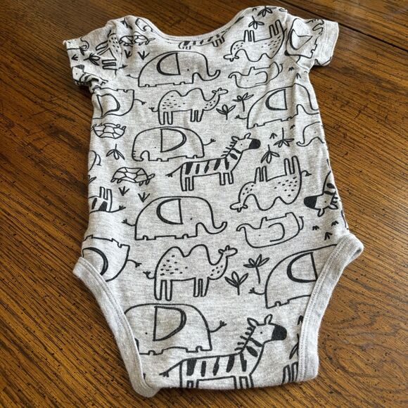 Gerber Unisex Bodysuit Baby Animal Print 12 Month Grey Cute Elephant Giraffe - Picture 7 of 9